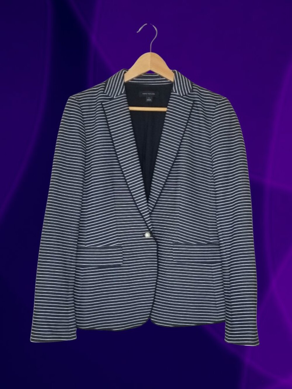 Ann Taylor Navy Striped Blazer Jacket NWOT, Size 6